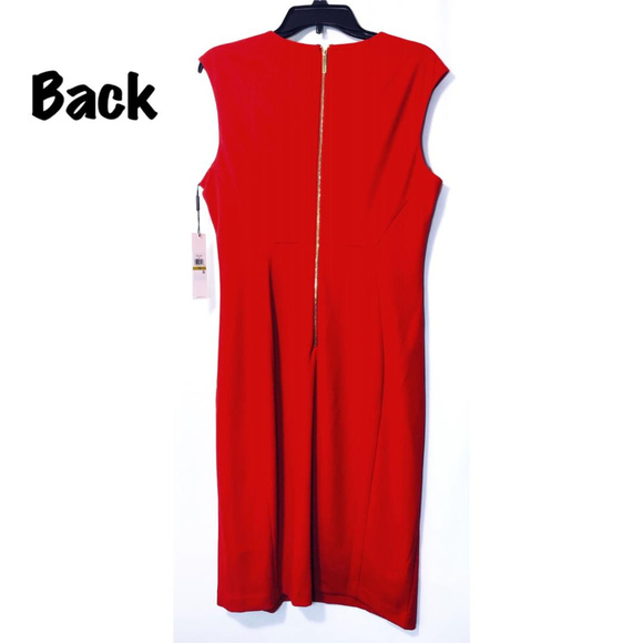 SOLD Calvin Klein V Neck Cap Sleeve Red Midi Dress - Picture 5 of 7